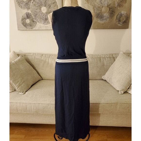 Theory Sport Stripe Silk Lewi Midi Dress - Picture 7 of 9